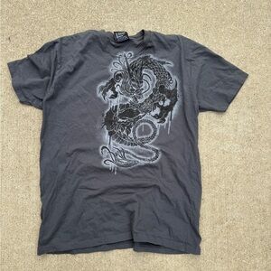 Grey and black T-shirt with a sick dragon
- size L but fits like a M